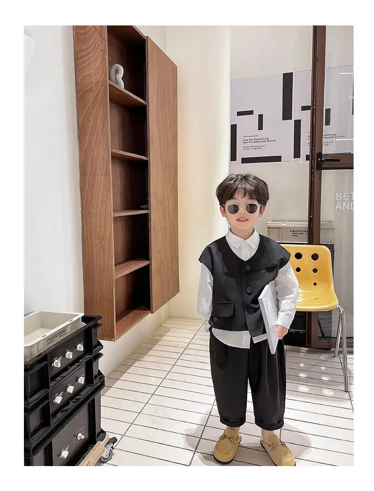 Boys 3-Piece Streetwear Clothing Set — Vest, Top & Pants