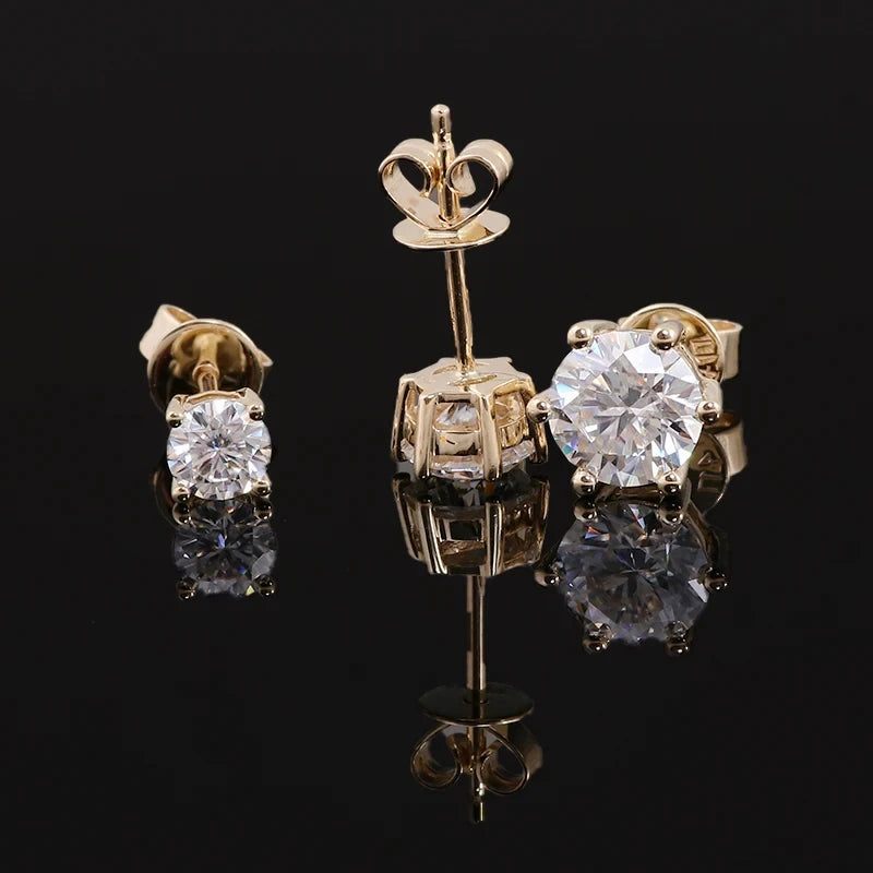 Moissanite Stud Earrings – S925 Sterling Silver Unisex Studs (1–2 CT Options)