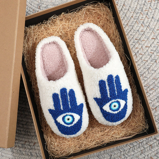 Winter Fur Slippers – Cozy Non-Slip Indoor Home Shoes with Thick Velvet Sole