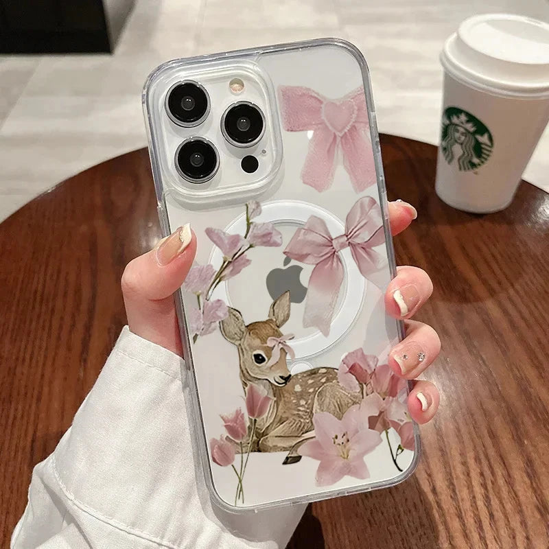 Elegant Blue Lily Pattern Silicone Phone Case