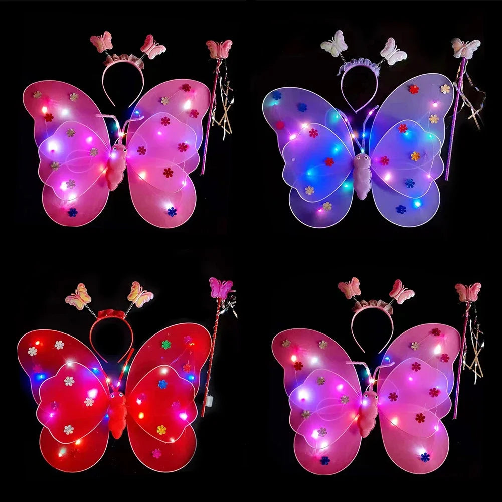 LED Glowing Butterfly Wings Costume Set for Girls