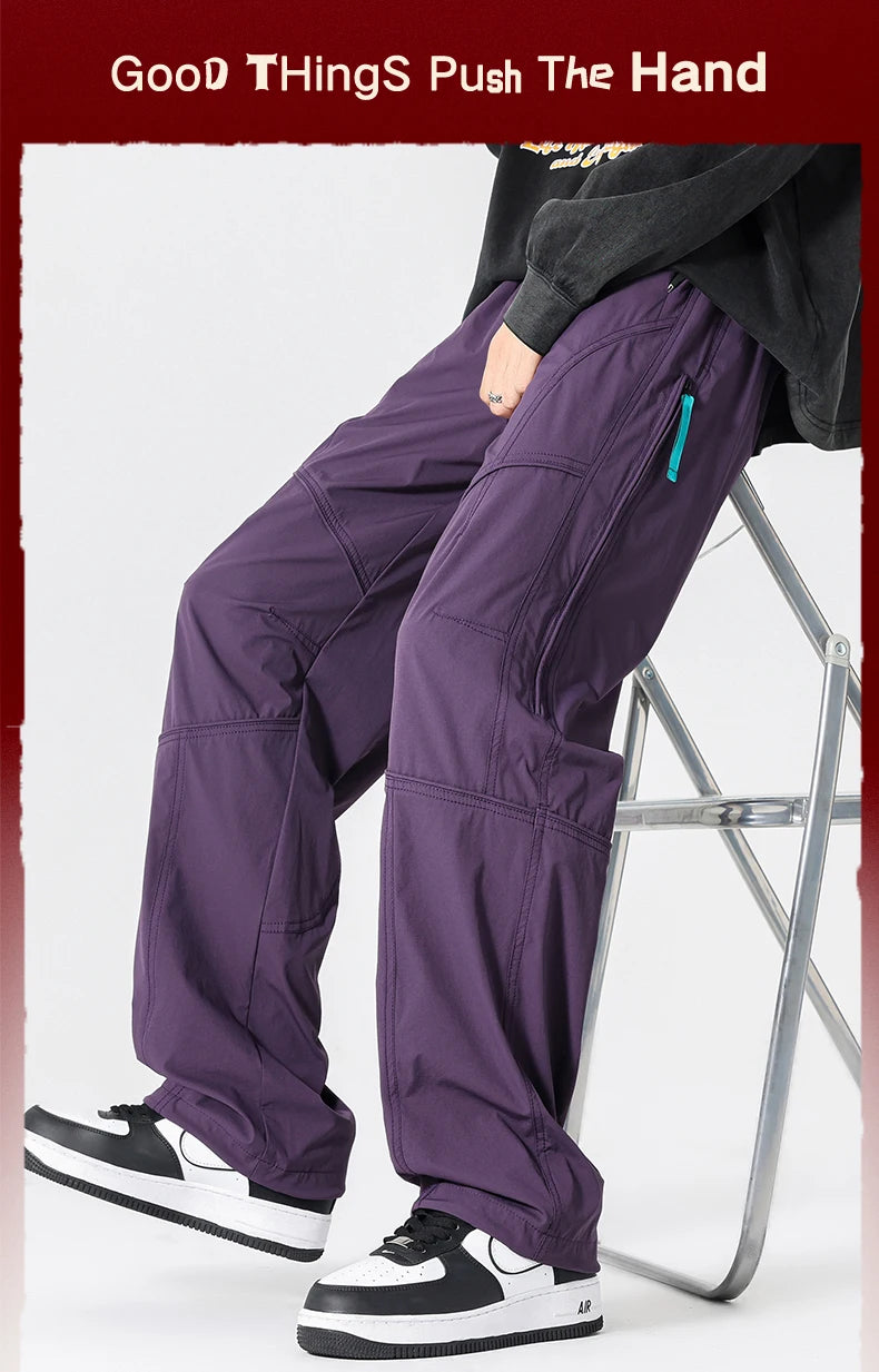 Men’s Casual Pants Loose Fit Straight Leg – Water-Resistant Everyday Trousers Spring Fashion
