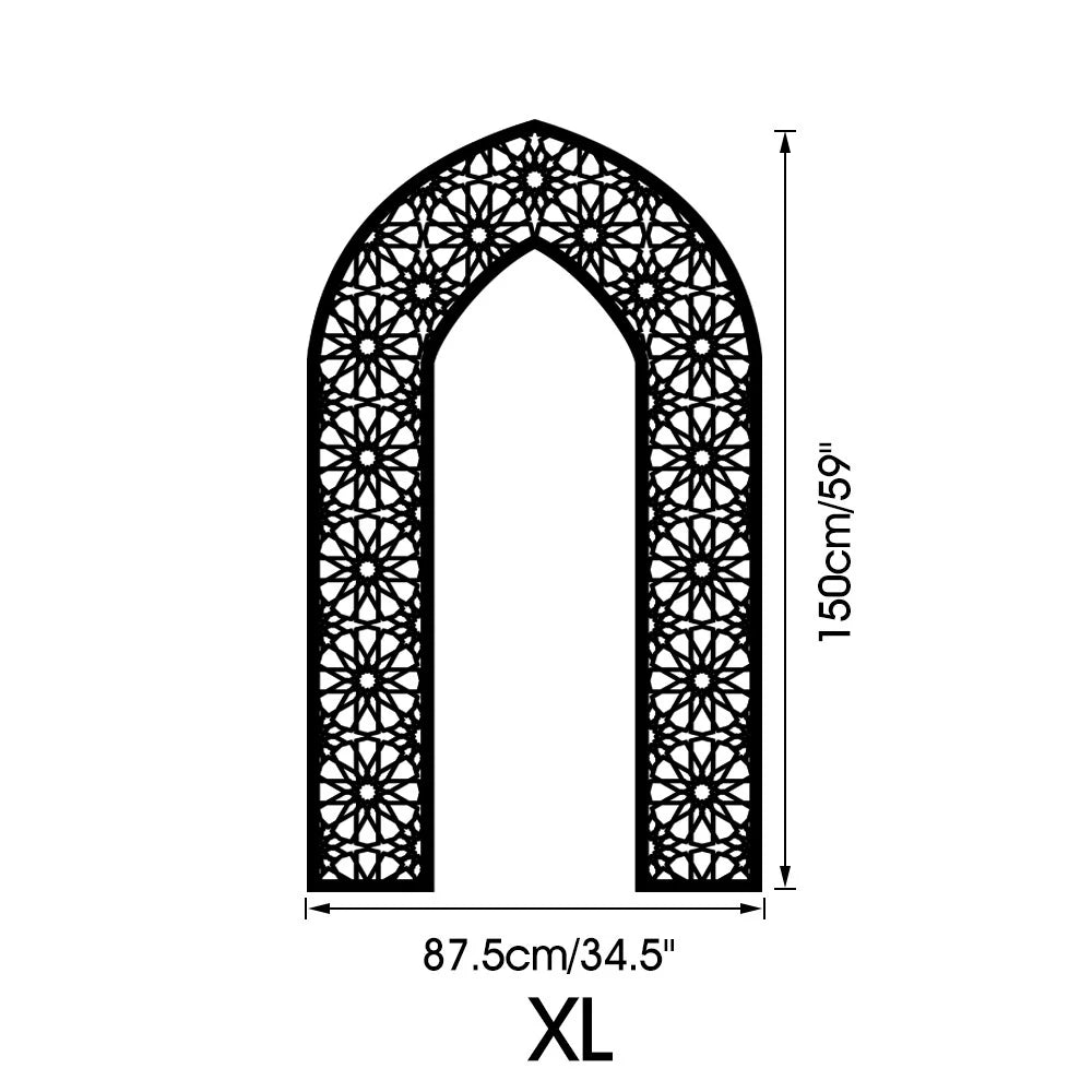 Islamic Arch Mirror Wall Sticker – Gold Acrylic 3D Mosque Frame Decal with Geometric Pattern for Ramadan & Eid Decor