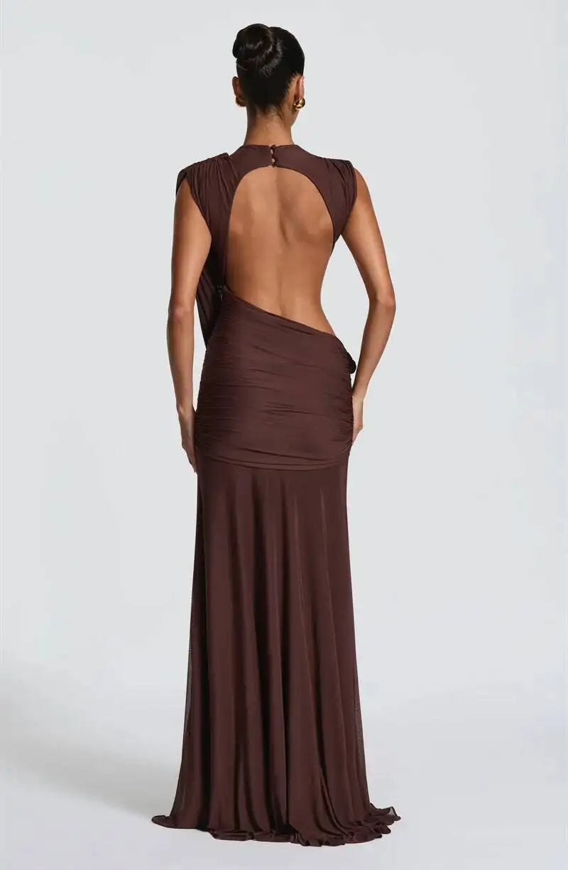 Mozision High Neck Backless Mermaid Maxi Dress