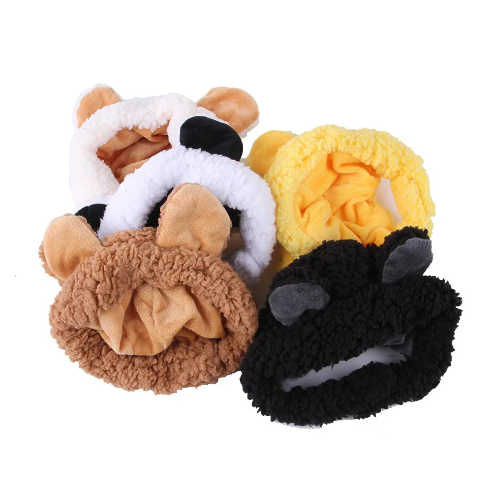 Adorable Bear & Bunny Plush Hat for Cats and Small Dogs – Warm Winter Headwear, Cute Pet Costume Accessory for Christmas and Holidays