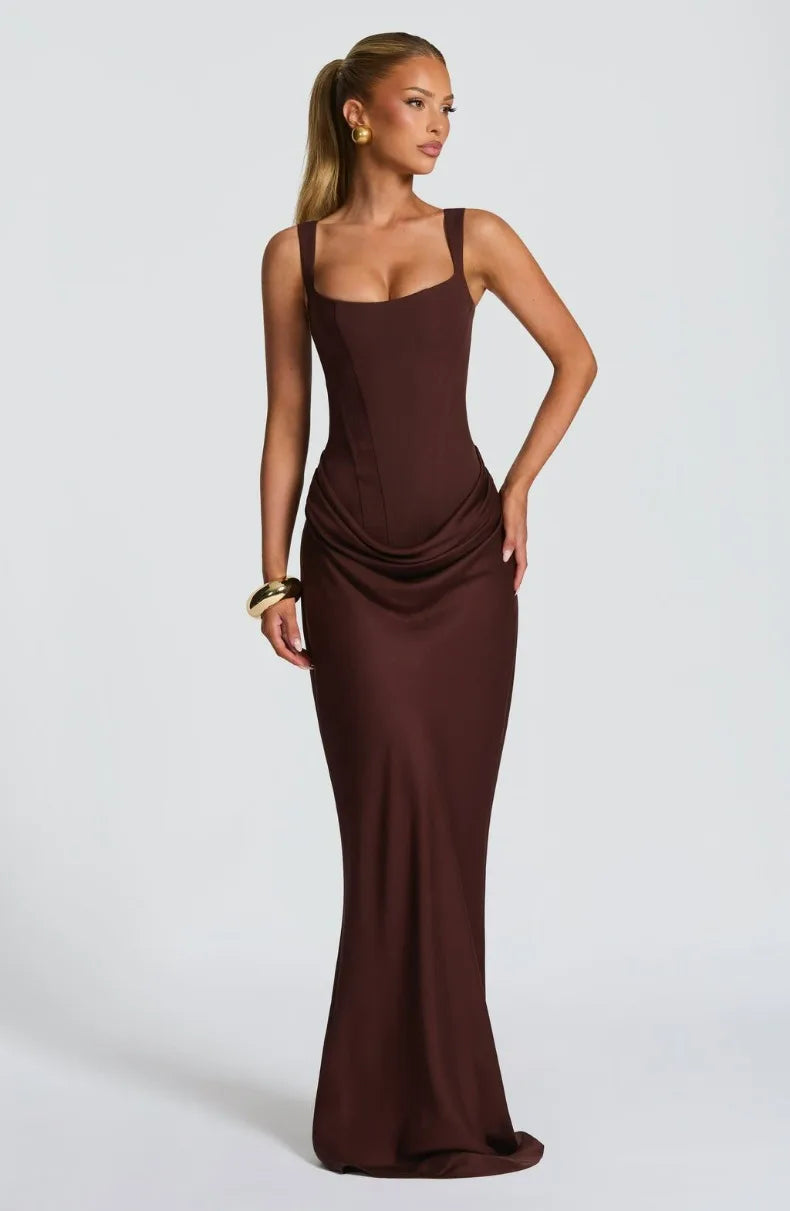Fishbone Strap Evening Dress
