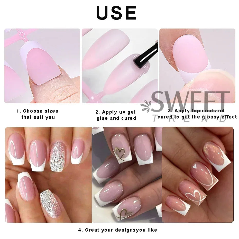 150–160pcs Short Square Press-On Nails – Soft Gel False Nail Tips for Manicure, Y2K Style Artificial Nails for Women