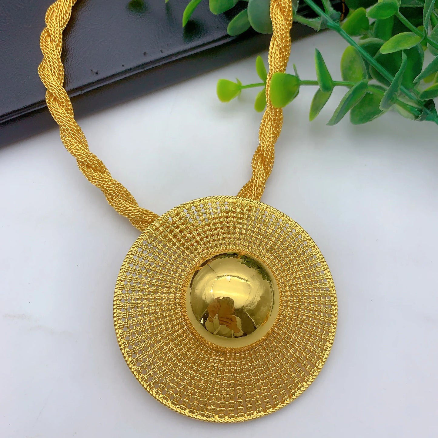 African Ethiopian Eritrean Habesha 24K Gold-Plated Flower Pendant 6-Piece Jewelry Set