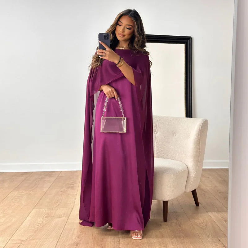 Women's Round Neck Loose Robe Chiffon Long Dress