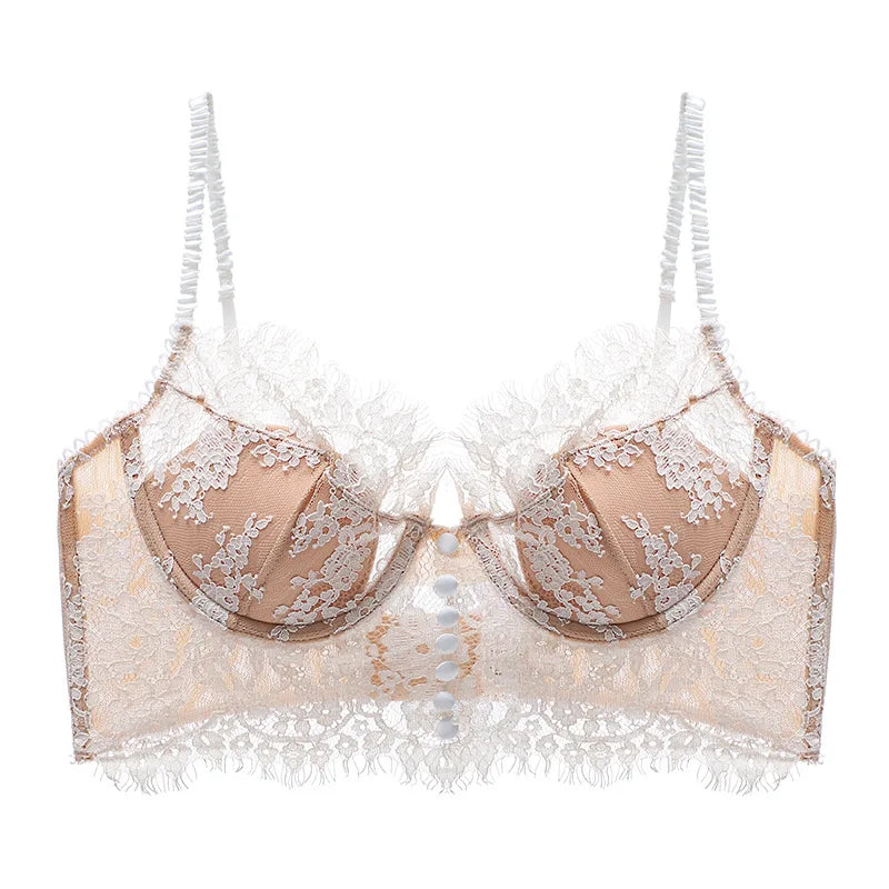 Women's Lace French Strappy Push Up Bra – Underwire, Backless, Sizes S-XL
