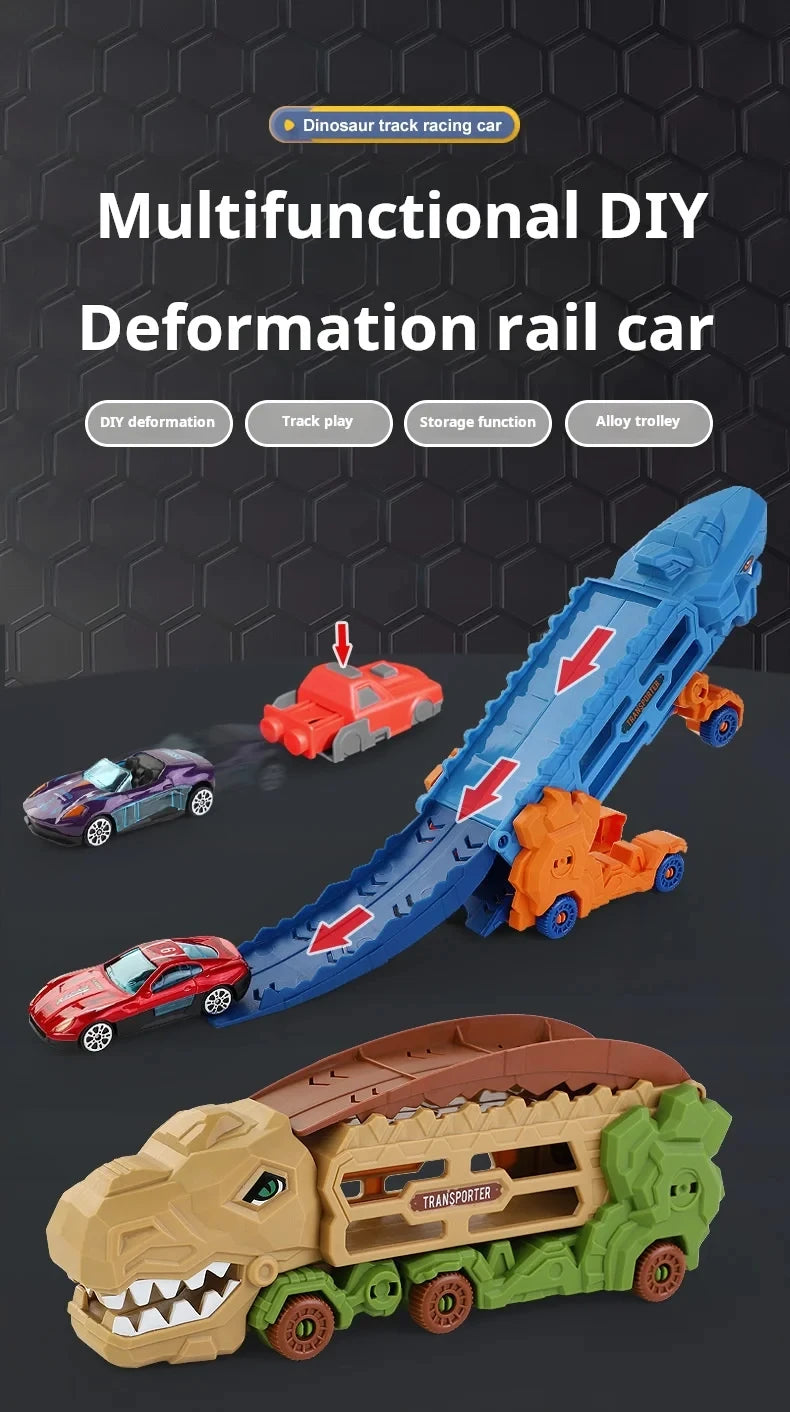 Transforming Vehicle Toy with Foldable Race Track