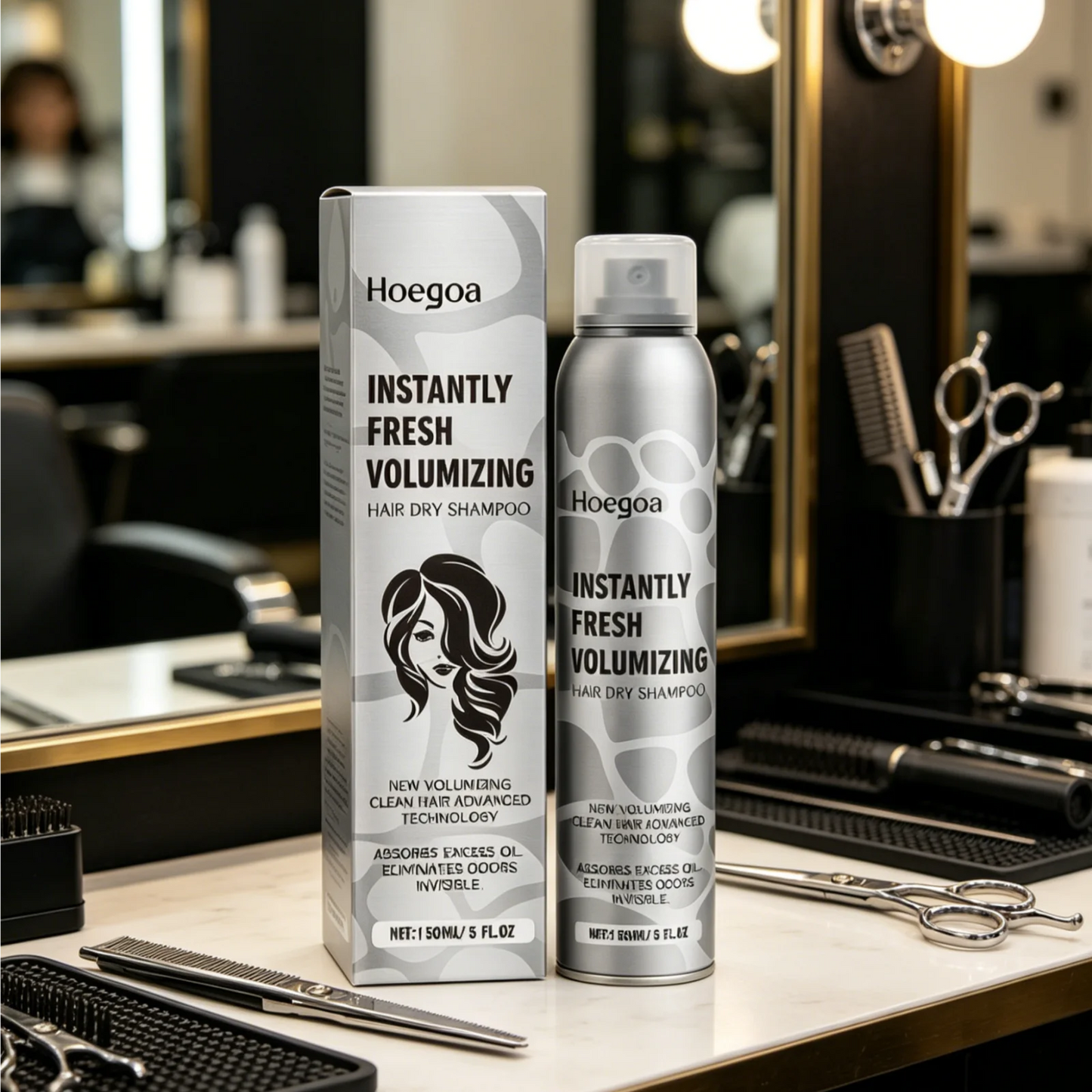Volumizing Dry Shampoo Spray – Adds Volume, Absorbs Oil & Eliminates Odor, Instant No-Wash Hair Refresh (150ml)