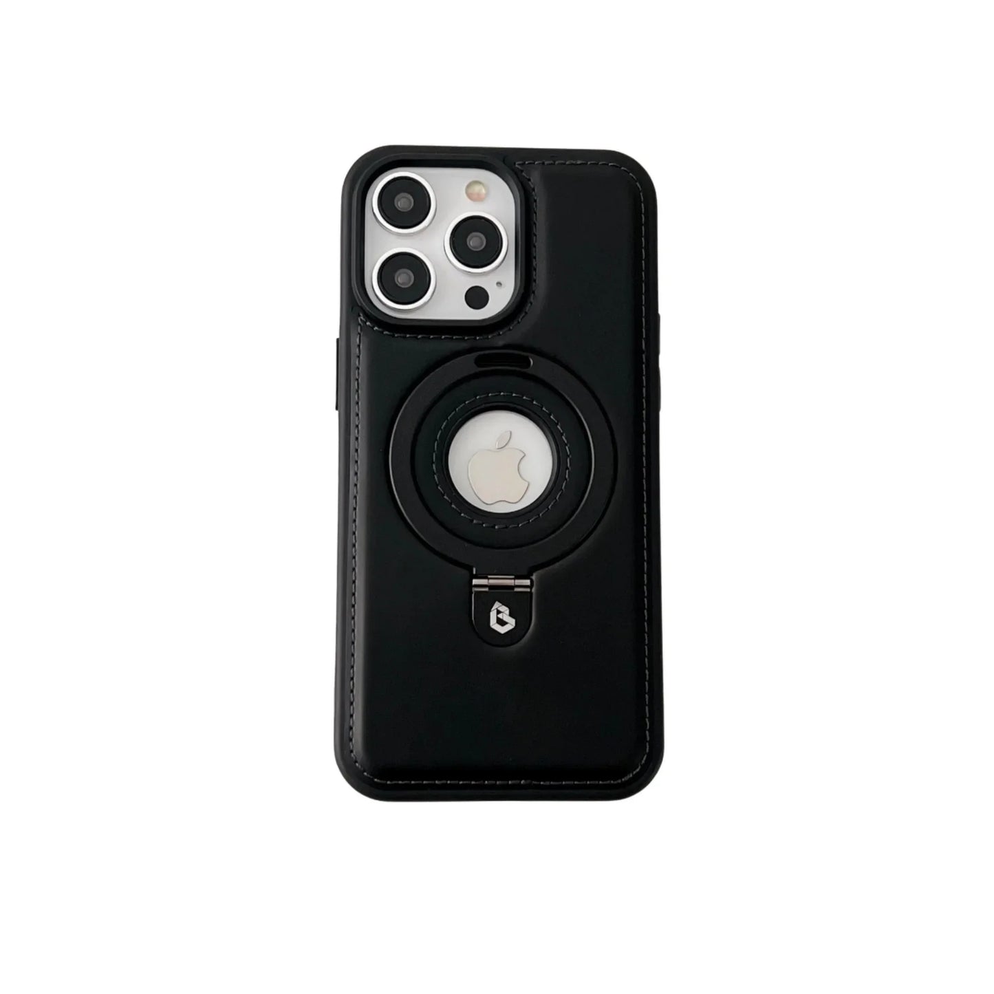 Leather Magnetic Ring Stand Phone Case for iPhone 12–16 Series – MagSafe Compatible, Shockproof, Supports Wireless Charging