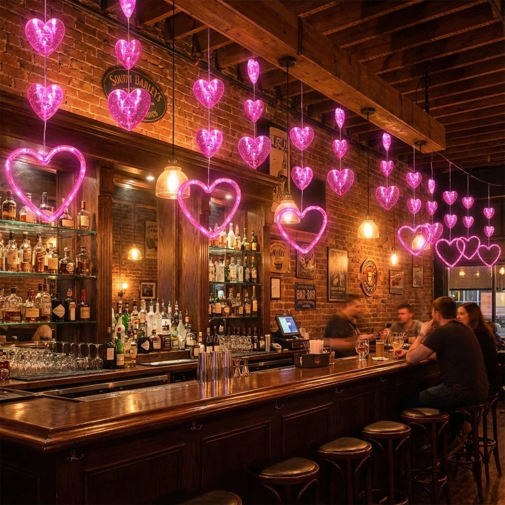 Heart-Shaped LED Window Light with Timer – Valentine’s Day Hanging Decoration