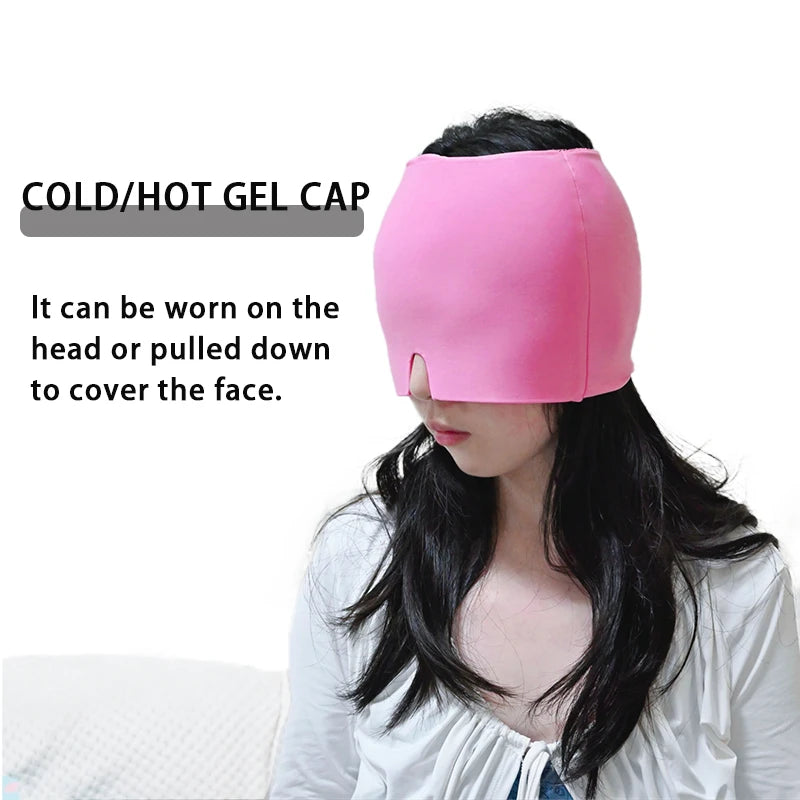 Reusable Gel Ice Therapy Cap, Cooling Head Wrap and Eye Mask for Headaches & Migraines