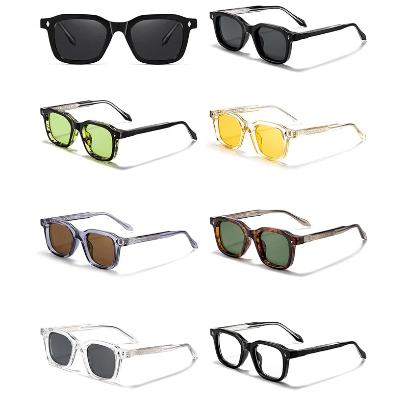 Square UV400 Sunglasses with Vintage Temple Tips — Unisex Fashion Eyewear