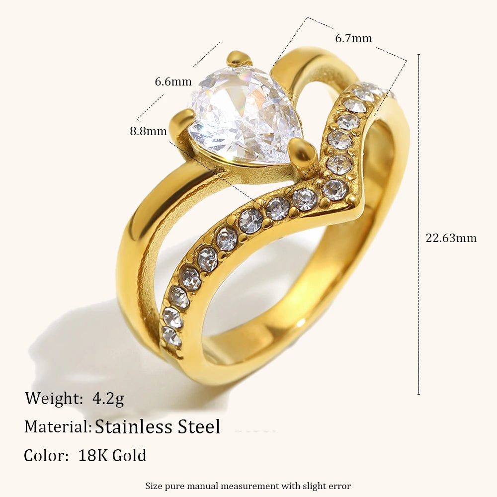 Shining Zircon Stainless Steel Women’s Ring – Fashion Jewelry