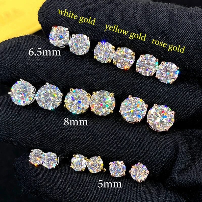 Moissanite Stud Earrings – S925 Sterling Silver Unisex Studs (1–2 CT Options)