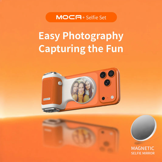 iPhone Camera Assistant with 1-Click Lens Flip Shutter Grip, Detachable Charging Remote, Optional Fill Light & Mirror for Smartphones