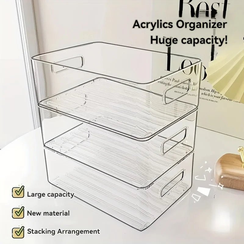 Stackable Clear Plastic Storage Bin – Multi-Purpose See-Through Organizer for Home and Office