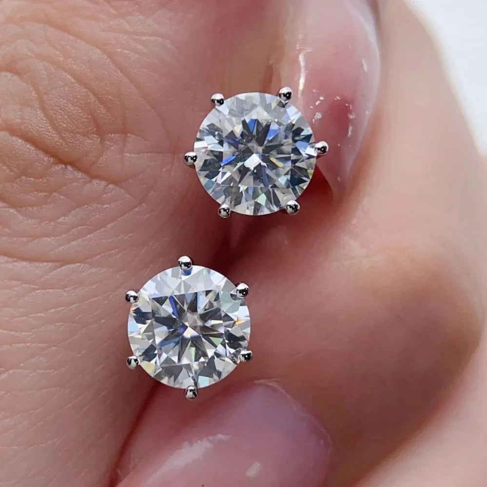 Moissanite Stud Earrings – S925 Sterling Silver Unisex Studs (1–2 CT Options)