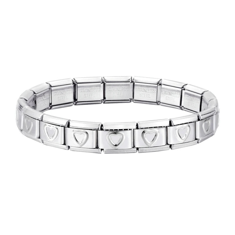 Creative Christmas Bracelet – High-Quality Stainless Steel 9mm Wide Elastic Charm Bracelet for Women, Perfect Birthday or Holiday Gift