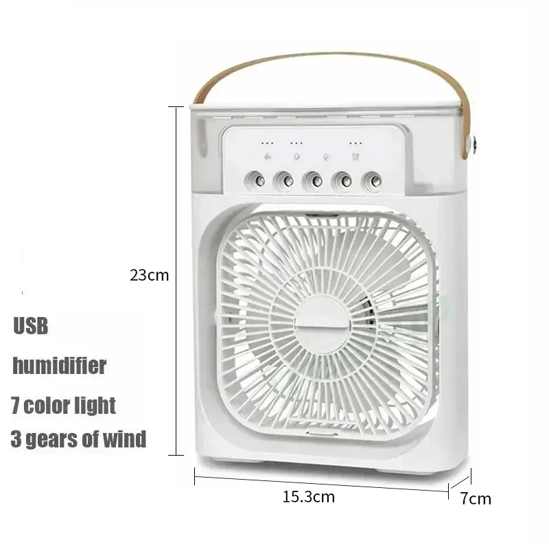 3-in-1 Mini Air Cooler Fan with Humidifier & LED Night Light – Portable USB Desktop Cooling Fan for Home & Office