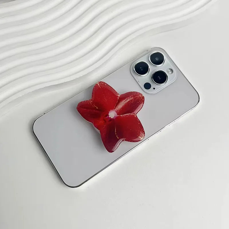 Acrylic Orchid Folding Ring Phone Holder — Grip Stand & Desktop Support