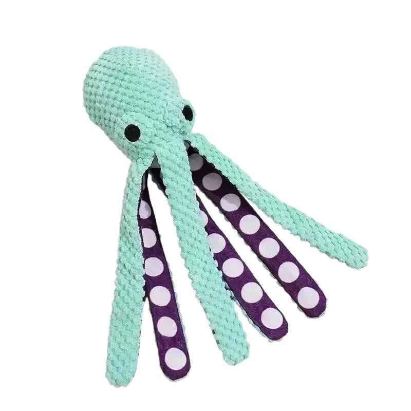 Plush Pet Chew Toy with Octopus and Food Designs