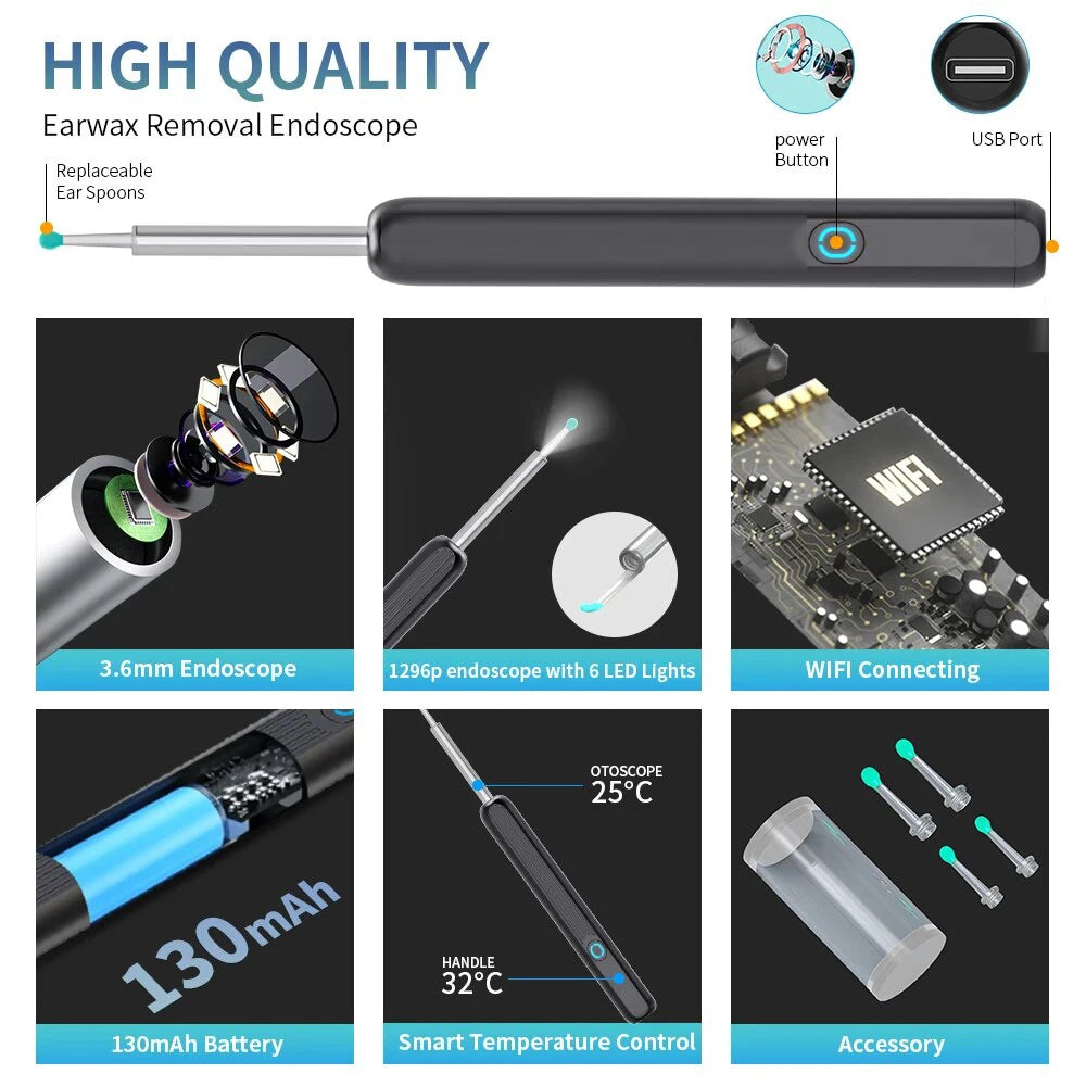 1080P HD Visual Ear Cleaner with Camera – Smart Otoscope Wax Removal Tool