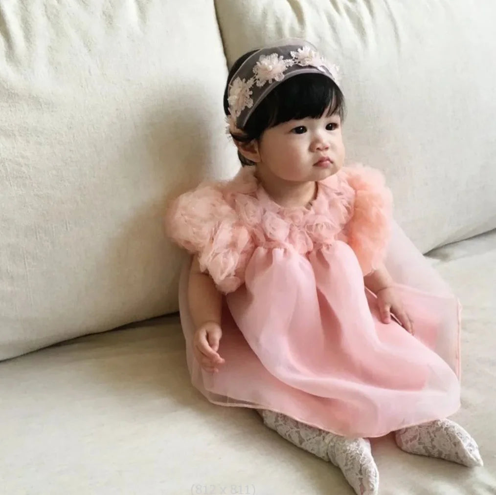 1st Birthday Party Baby Dress Summer Princess One Year Baby Girls Dress Clothes Flower Puff Sleeve Toddler Dresses