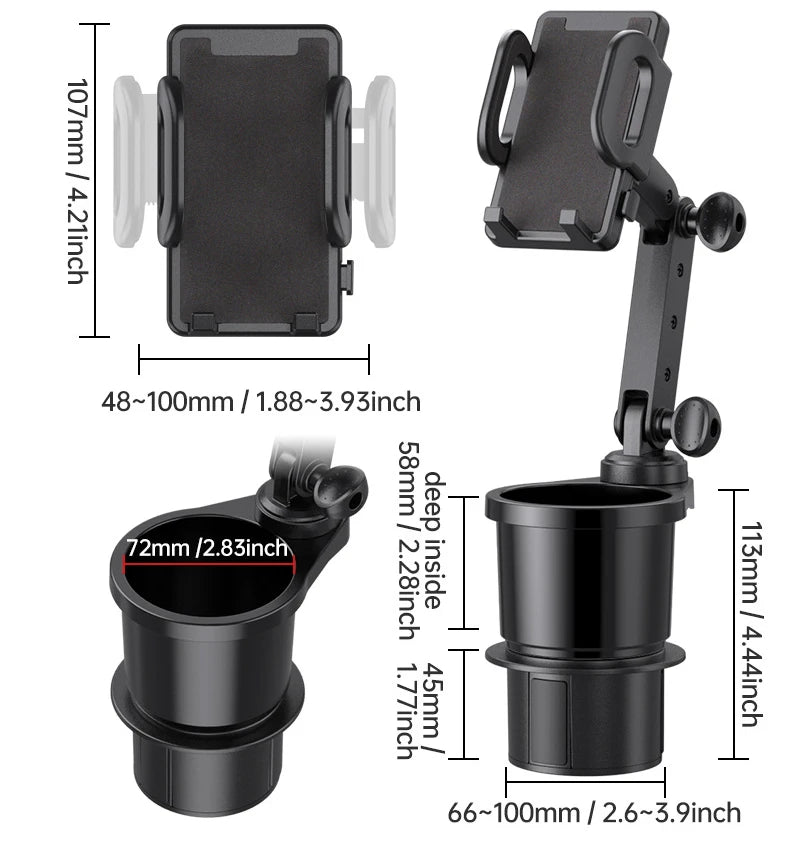 360 Degree Car Cup Holder Phone Mount Expander