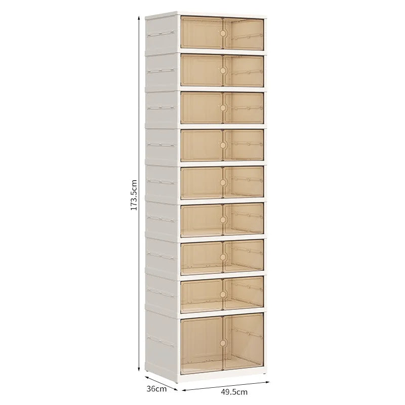 Foldable Shoe Storage Cabinet with Transparent Doors