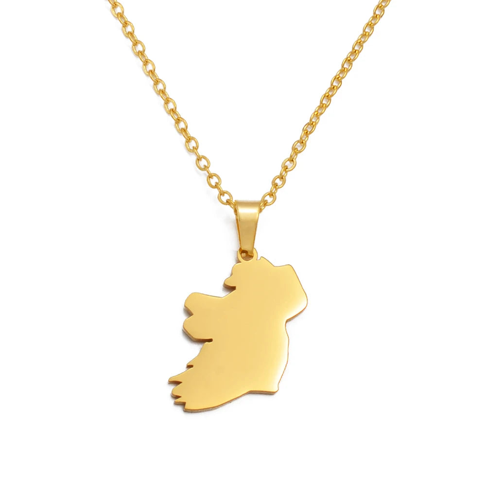 Ireland Map Pendant Necklace – Stainless Steel Éirinn Jewelry