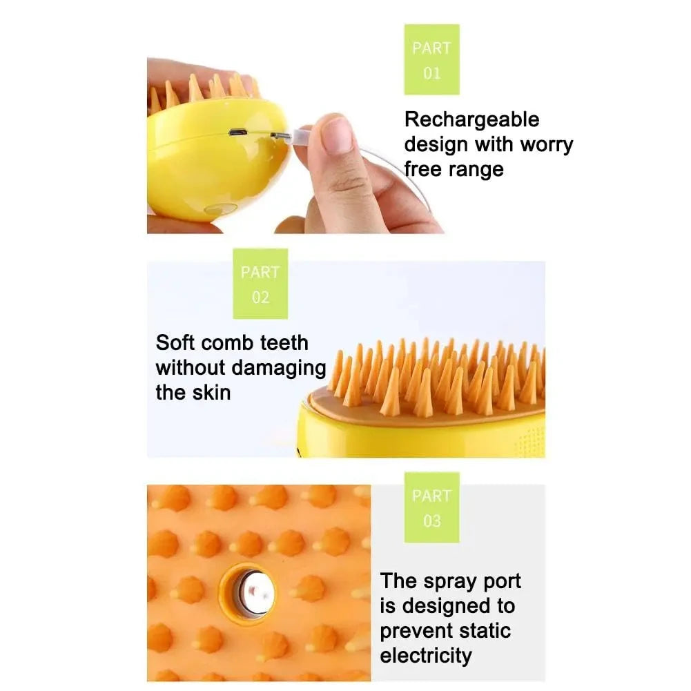 3-in-1 Pet Grooming Brush for Cats and Dogs – Spray Grooming & Massage Comb