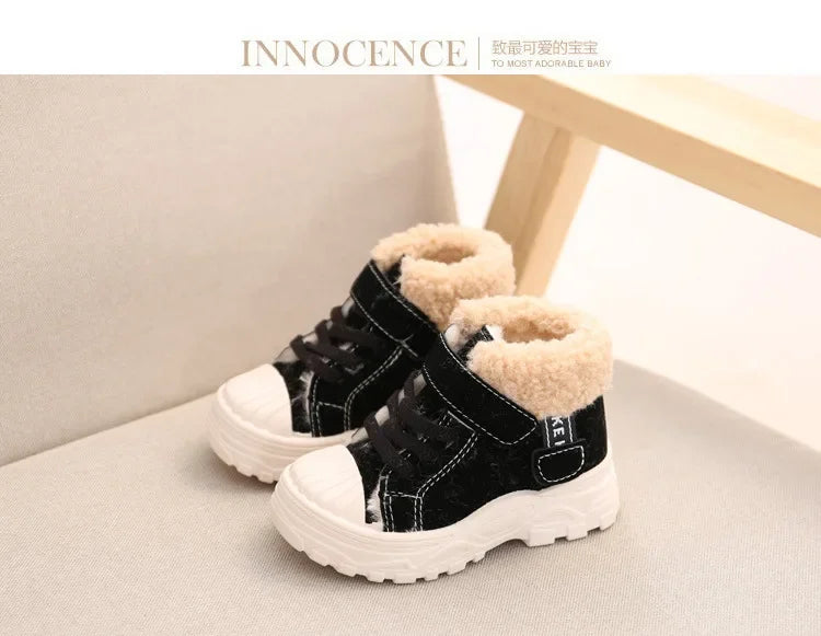 Children's Winter Warm Boots – Boys' & Girls' Waterproof Cotton Shoes with Thick Velvet Lining