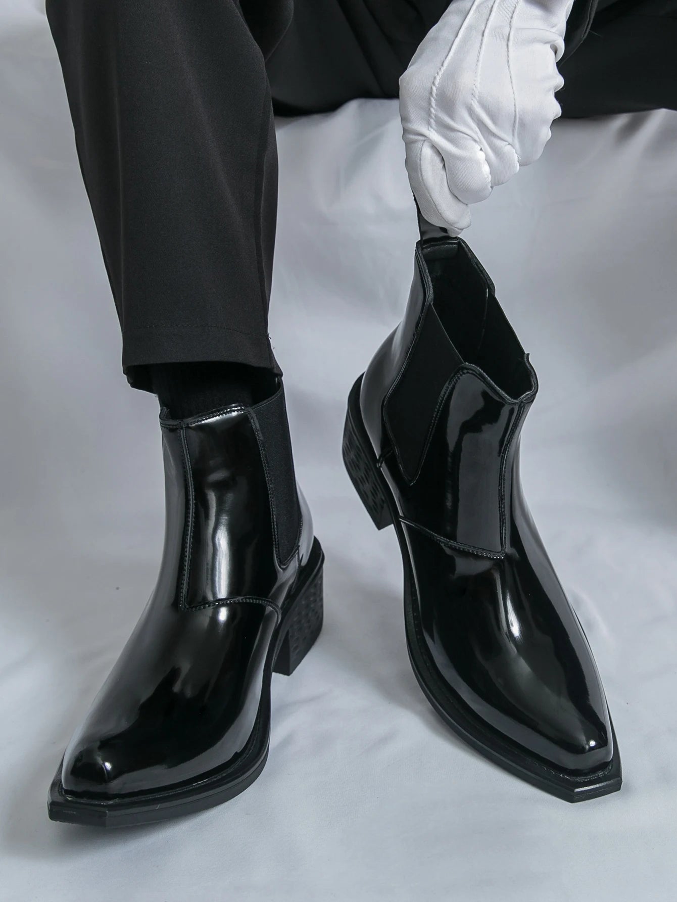 Men’s PU Leather Chelsea Boots, Classic Pointed Toe Design