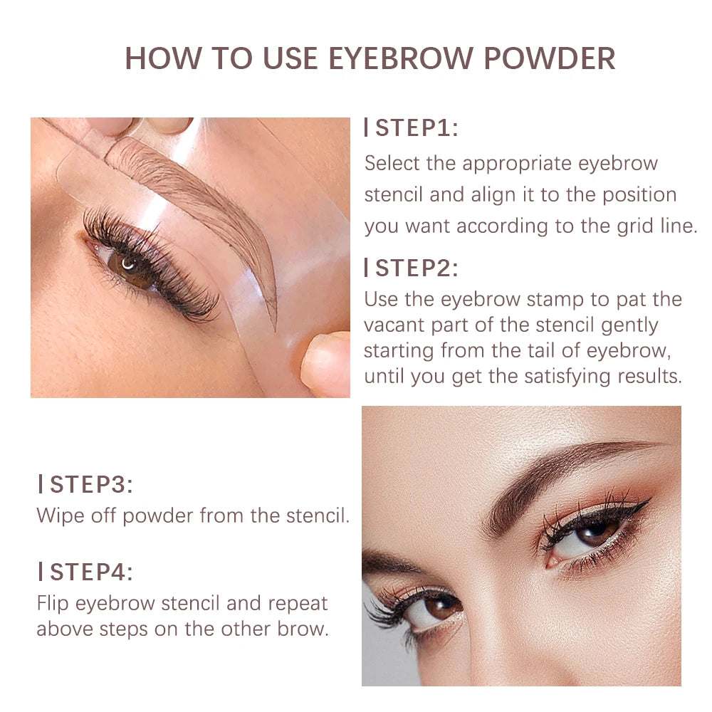 ibcccndc Eyebrow Stamp Powder Kit with 10 Stencils and 2 Brushes