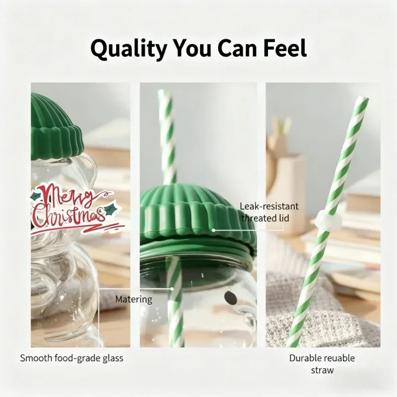 500ml Cute Bear Shaped Cup with Straw – Transparent Cartoon Coffee, Milk & Water Tumbler