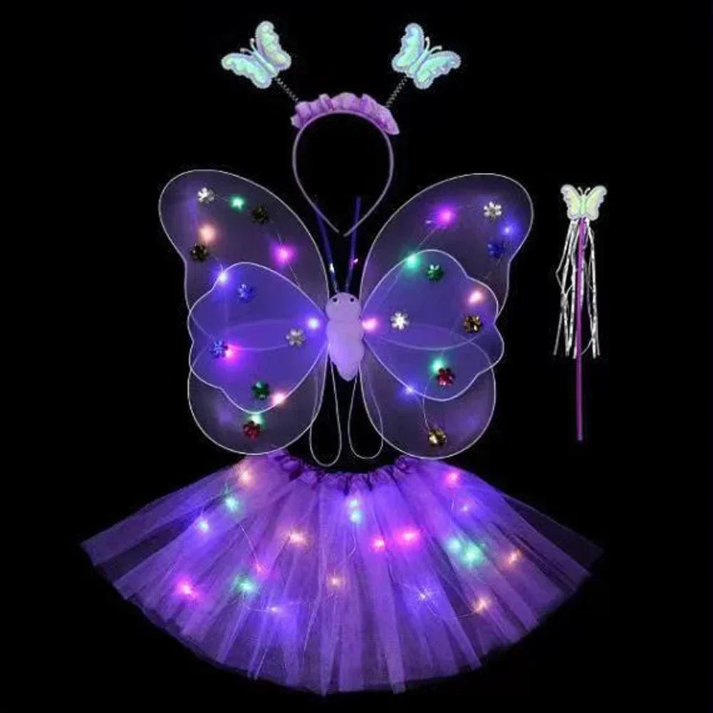 LED Glowing Butterfly Wings Costume Set for Girls