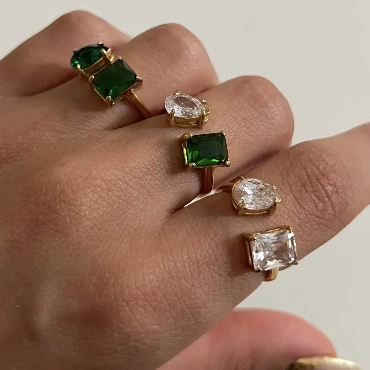 Adjustable Geometric Zircon Ring