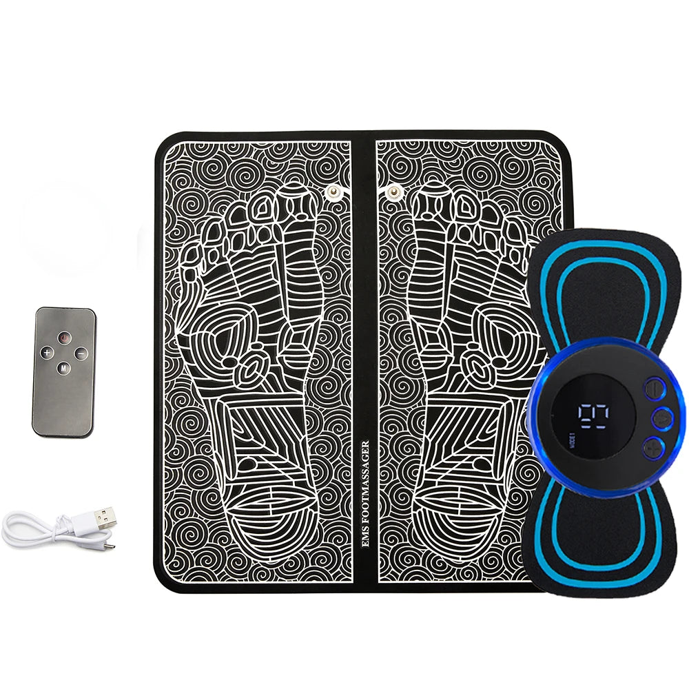 Electric Foot Massager Pad – EMS Pulse Muscle Stimulation Device for Pain Relief and Relaxation