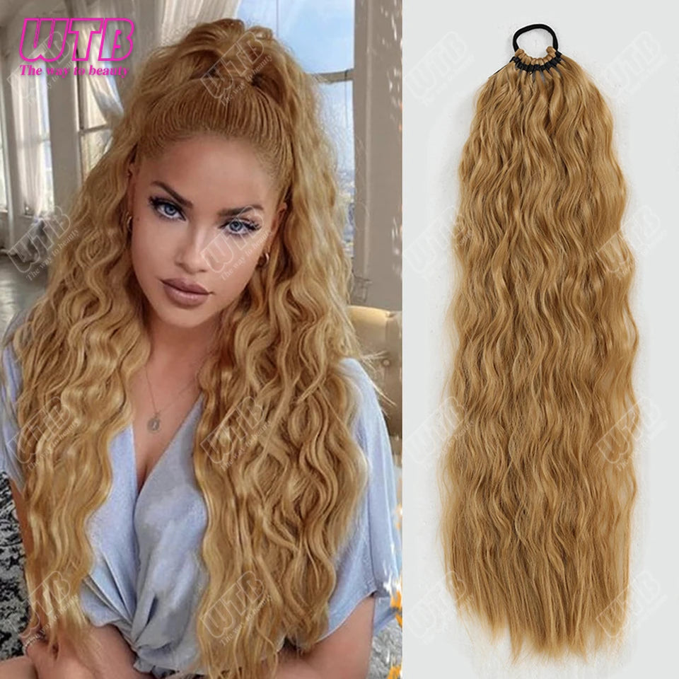 24-Inch Synthetic Braided Wig – Corn Perm Curly Ponytail, Lightweight & Natural Look for Daily Wear
