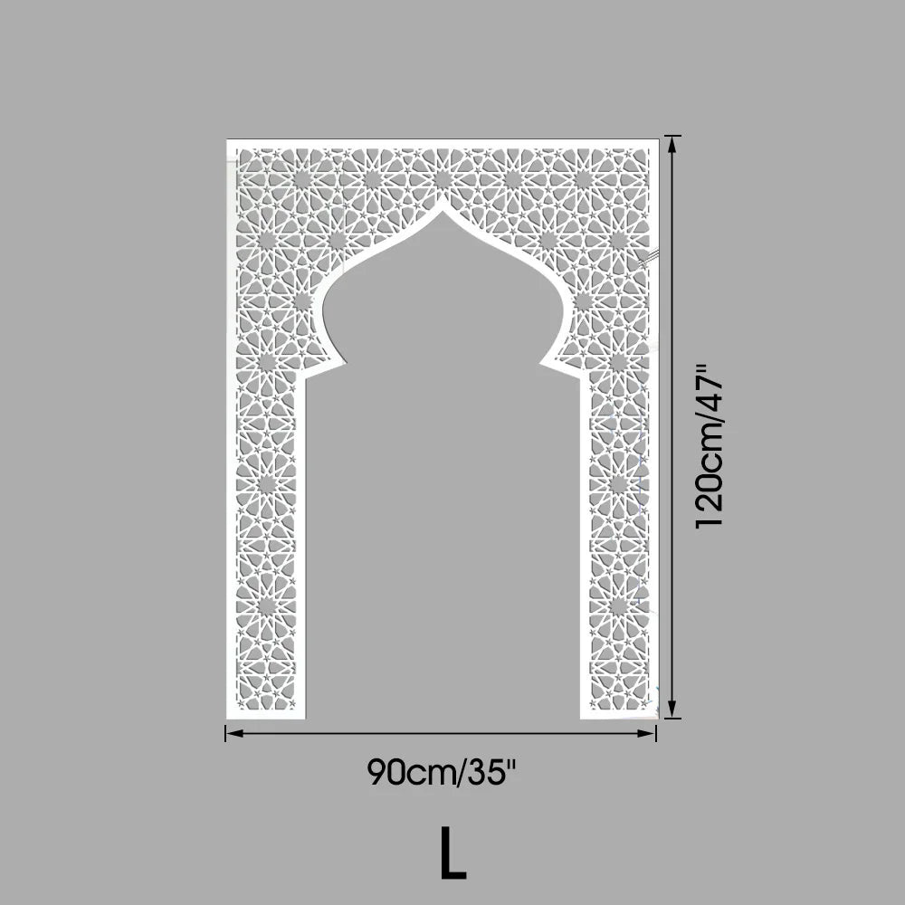 Islamic Arch Mirror Wall Sticker – Gold Acrylic 3D Mosque Frame Decal with Geometric Pattern for Ramadan & Eid Decor
