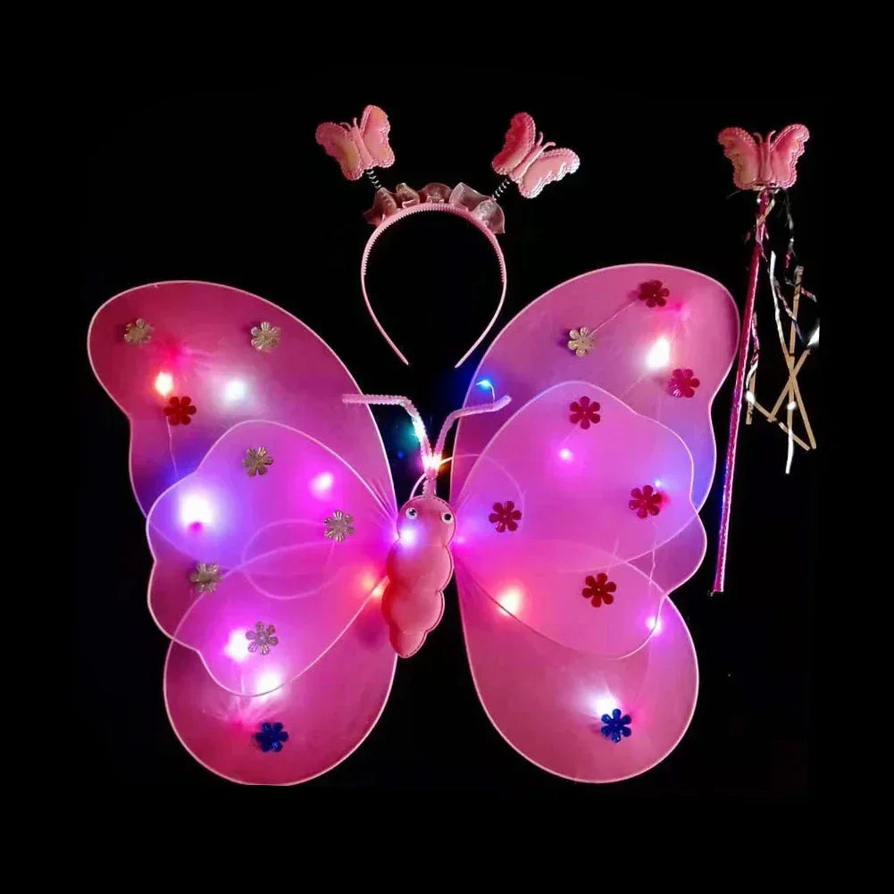 LED Glowing Butterfly Wings Costume Set for Girls