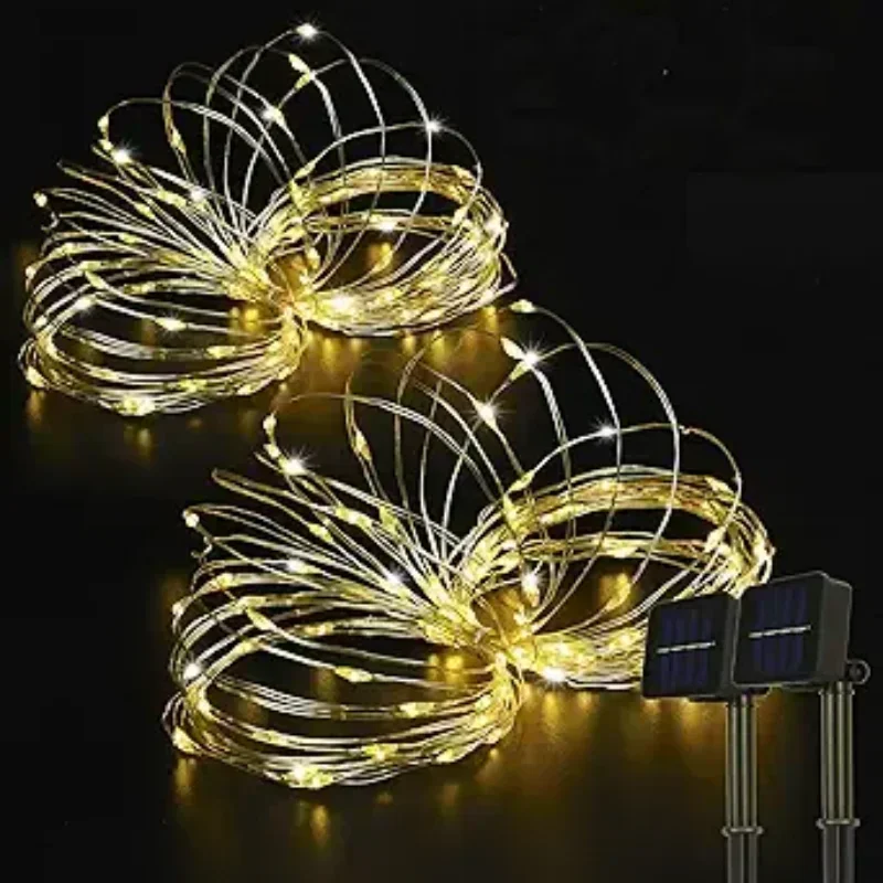 Solar LED Fairy String Lights with Flexible Copper Wire for Garden, Patio, Tree and Christmas Party Decorating