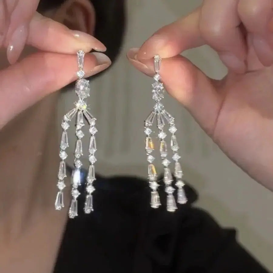 Gorgeous Geometric Drop Earrings for Women with Cubic Zirconia – Luxury Wedding & Party Jewelry