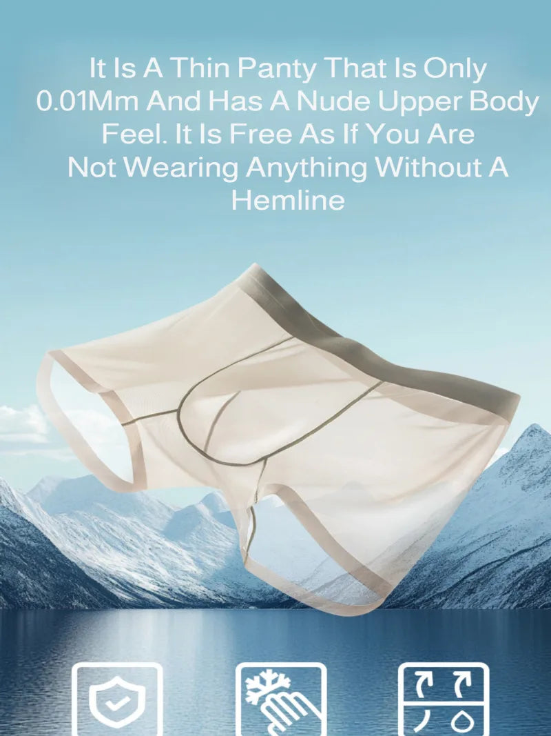 Men’s Ice Silk Seamless Boxer Briefs – Lightweight, Breathable, Comfortable Summer Underwear