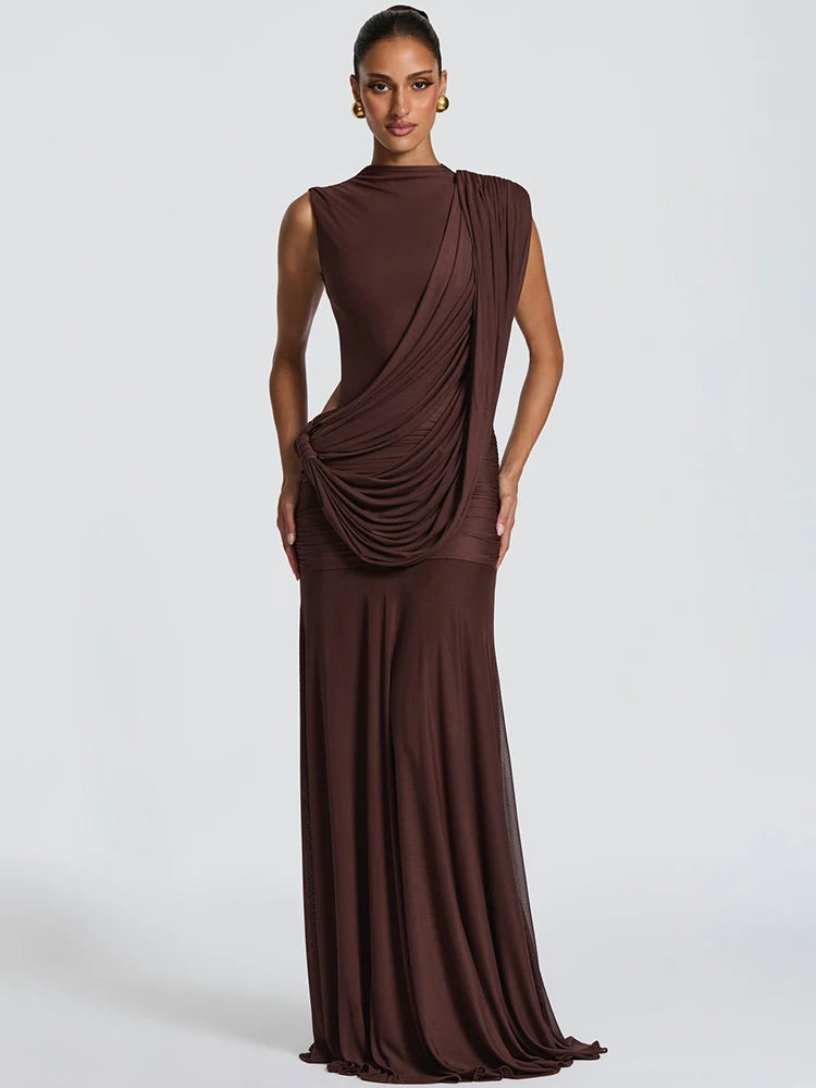 Mozision High Neck Backless Mermaid Maxi Dress