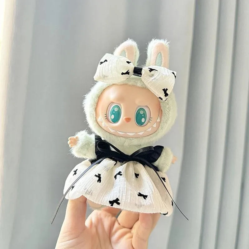 17cm Labubu Doll Clothes Outfit – Accessories for Kpop EXO Labubu Idol V1/V2, Skirt & Sweater Clothing Gift"